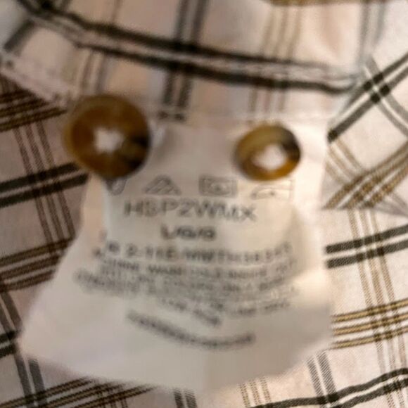 Wrangler Shirt Button-Up Men's L Casual White Taupe Black Plaid Casual Workwear - Picture 4 of 6